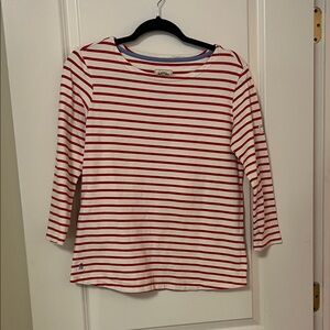 Joules Red and White Striped Long Sleeve Top